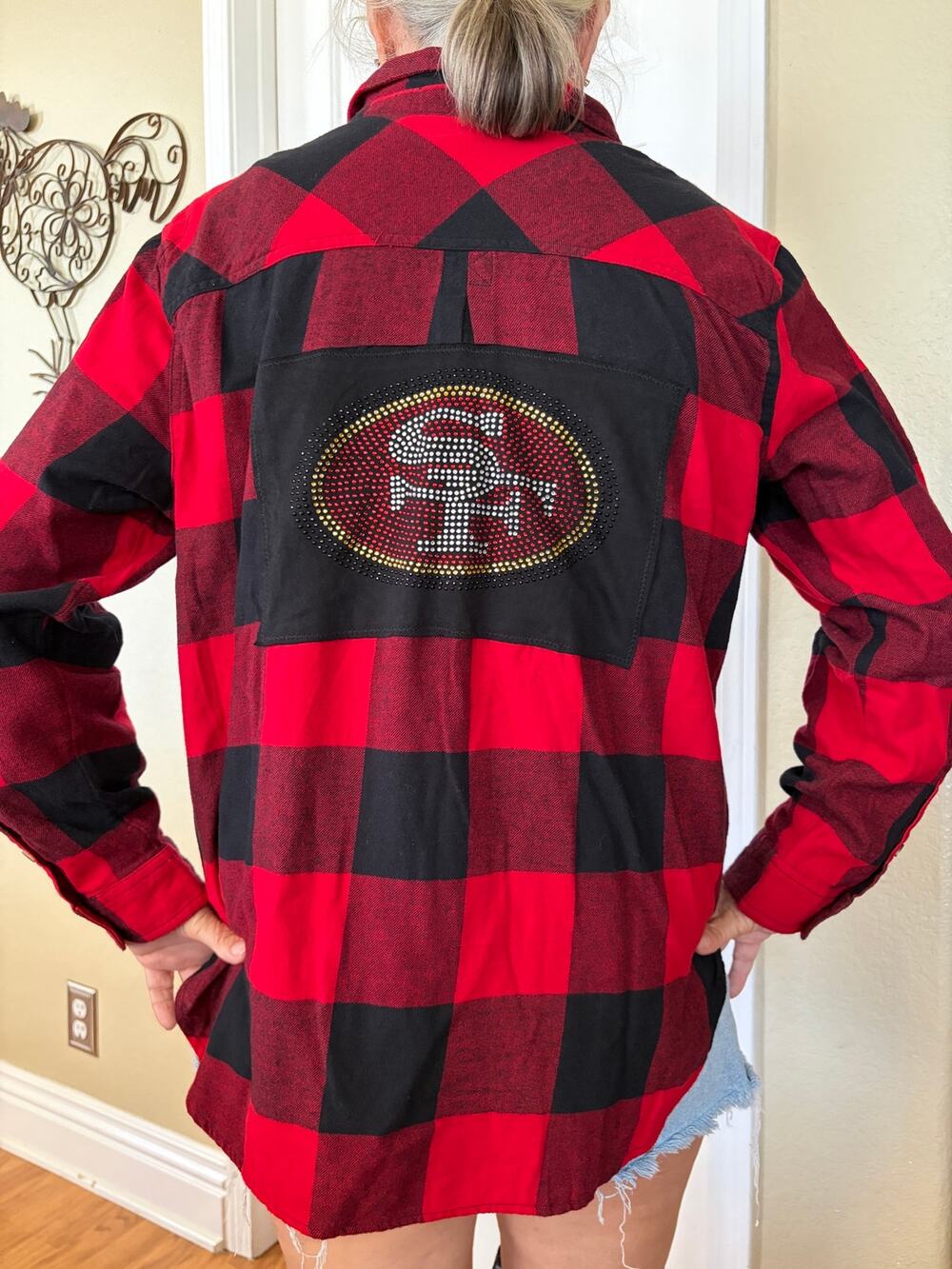 San Francisco 49ers NFL Upcycled Flannel Shirt XL X-large